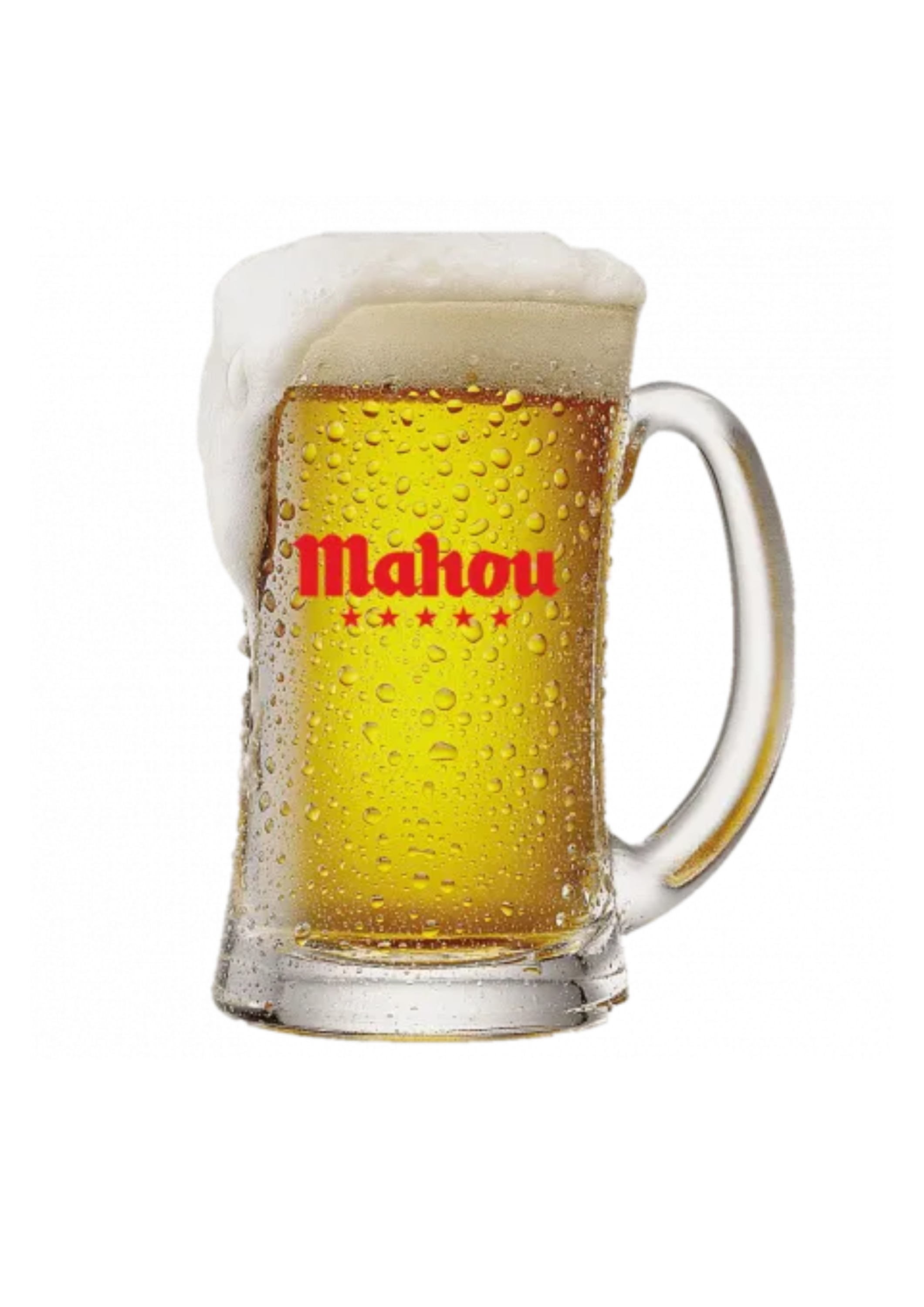 Jarra de Cerveza Mahou personalizable, de cristal traslucido de 500ml ☎️  SubliStamp