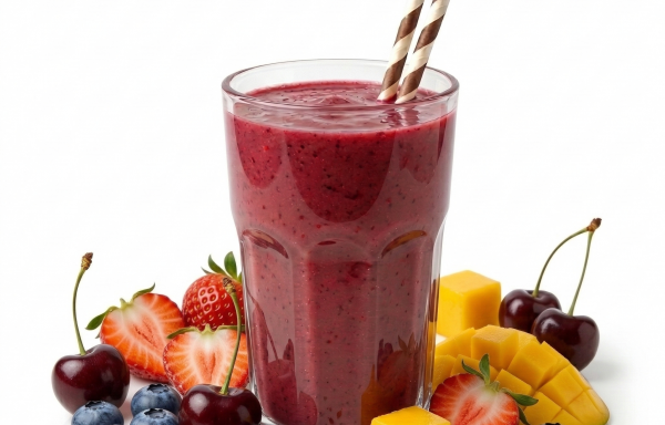 Batido de Cerezas, Arándanos, Fresas y Mango