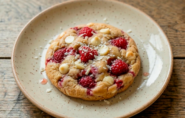 Cookie de chocolate blanco y frambuesa