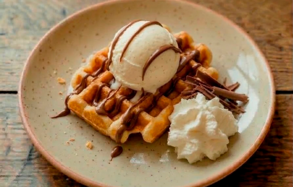 Gofre con Nutella, nata y helado