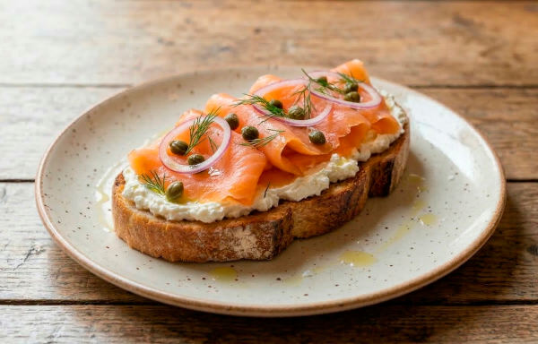 Tostada de salmón con crema de queso